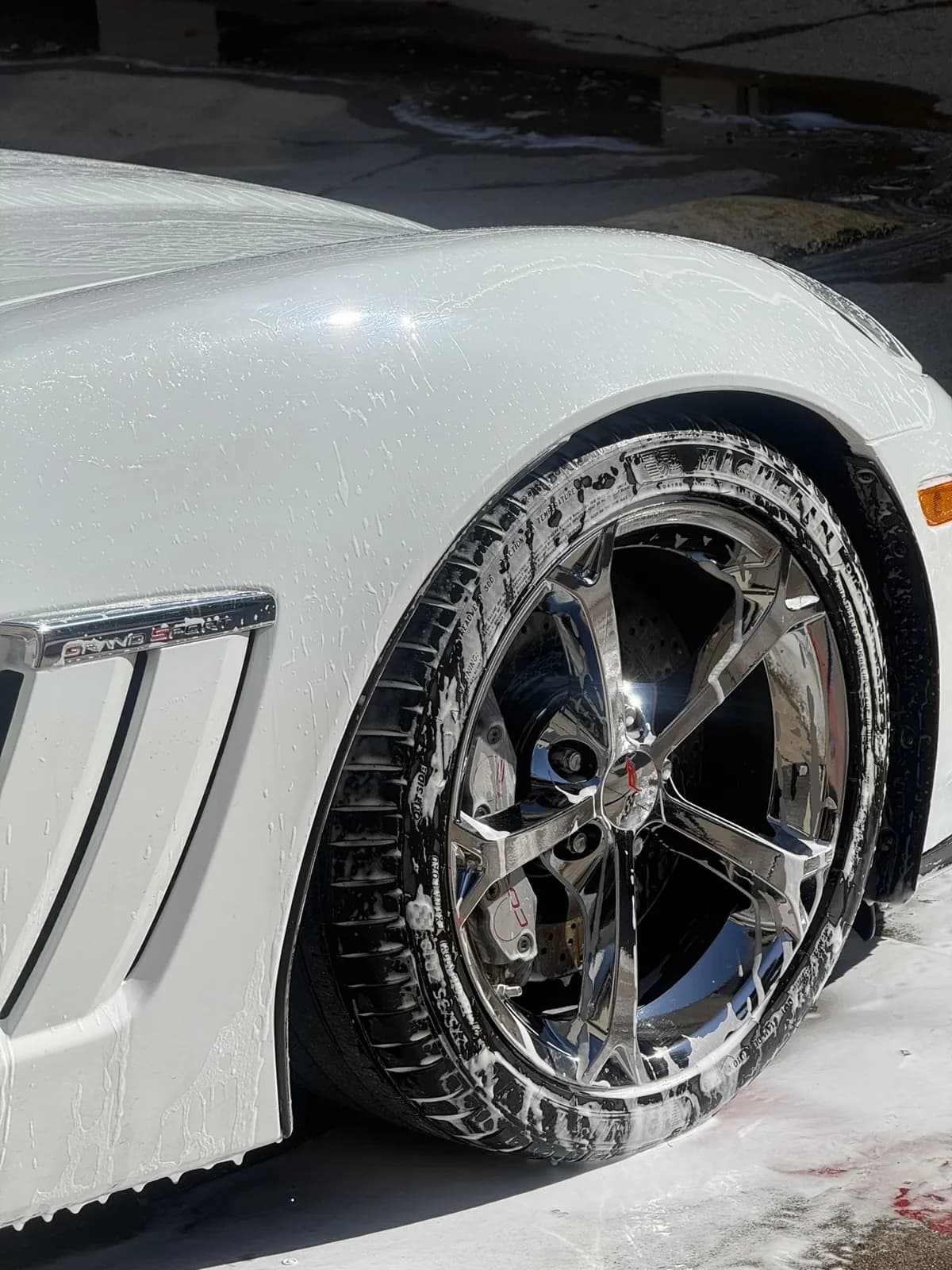 Corvette foam wash photographed by JX Auto Lab