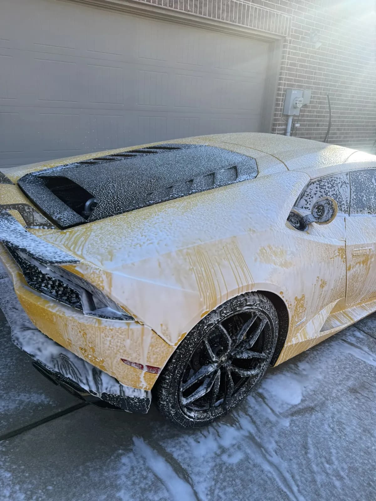 Lamborghini foam wash photographed by JX Auto Lab