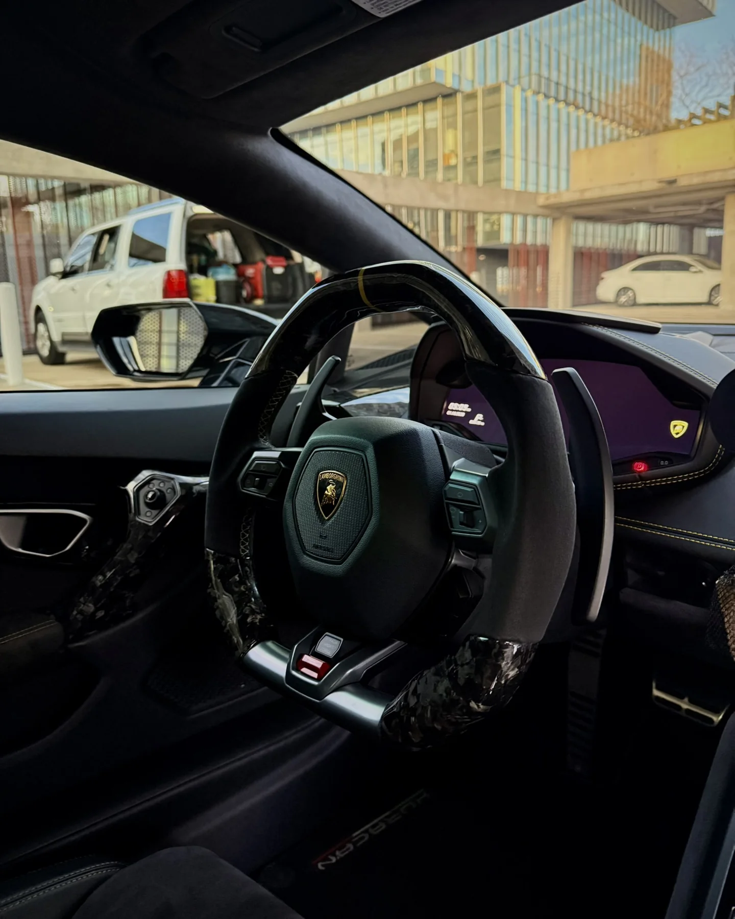 Lamborghini Huracan steering wheel and driver controls