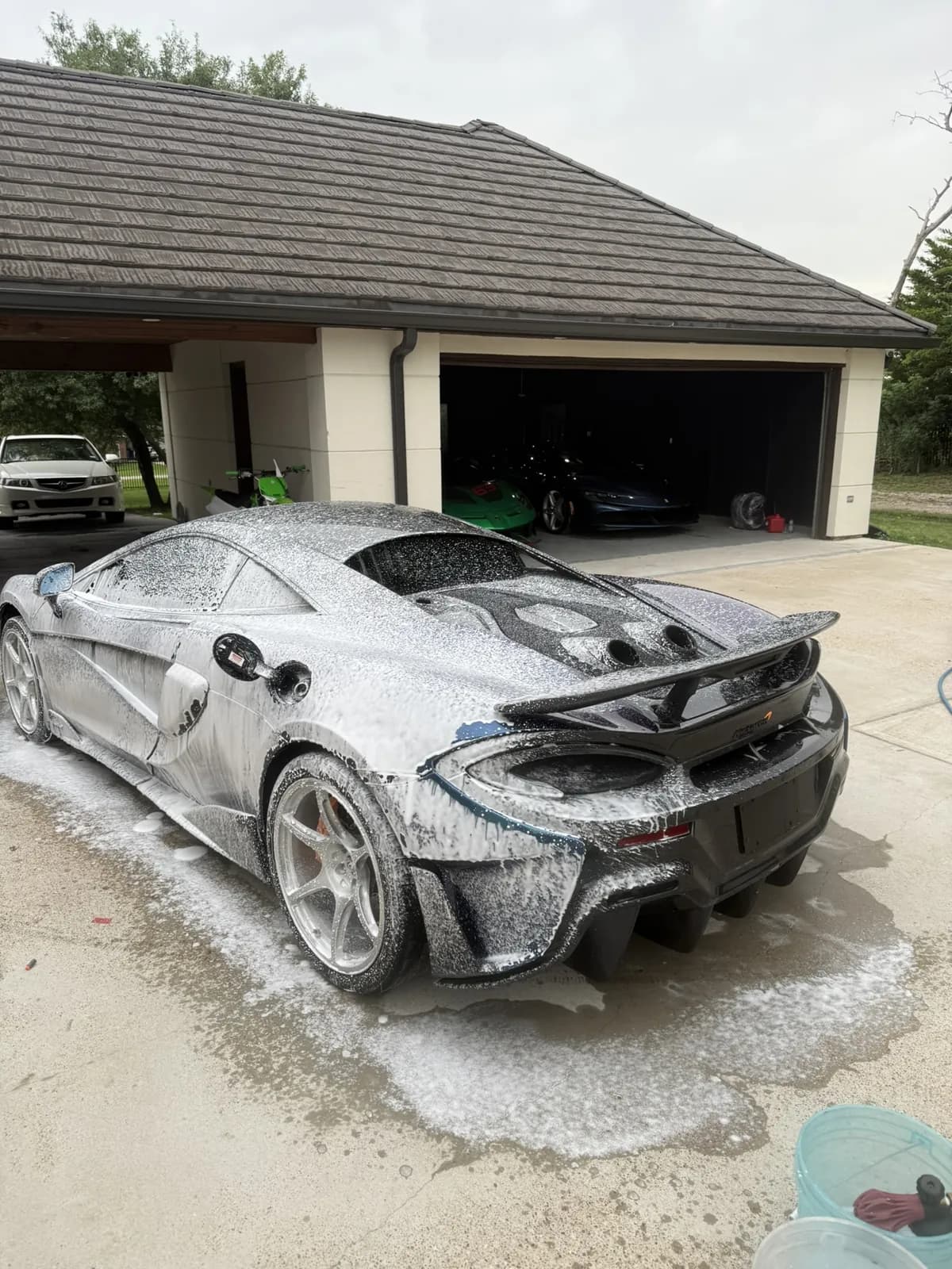 Sports car foam wash photographed by JX Auto Lab