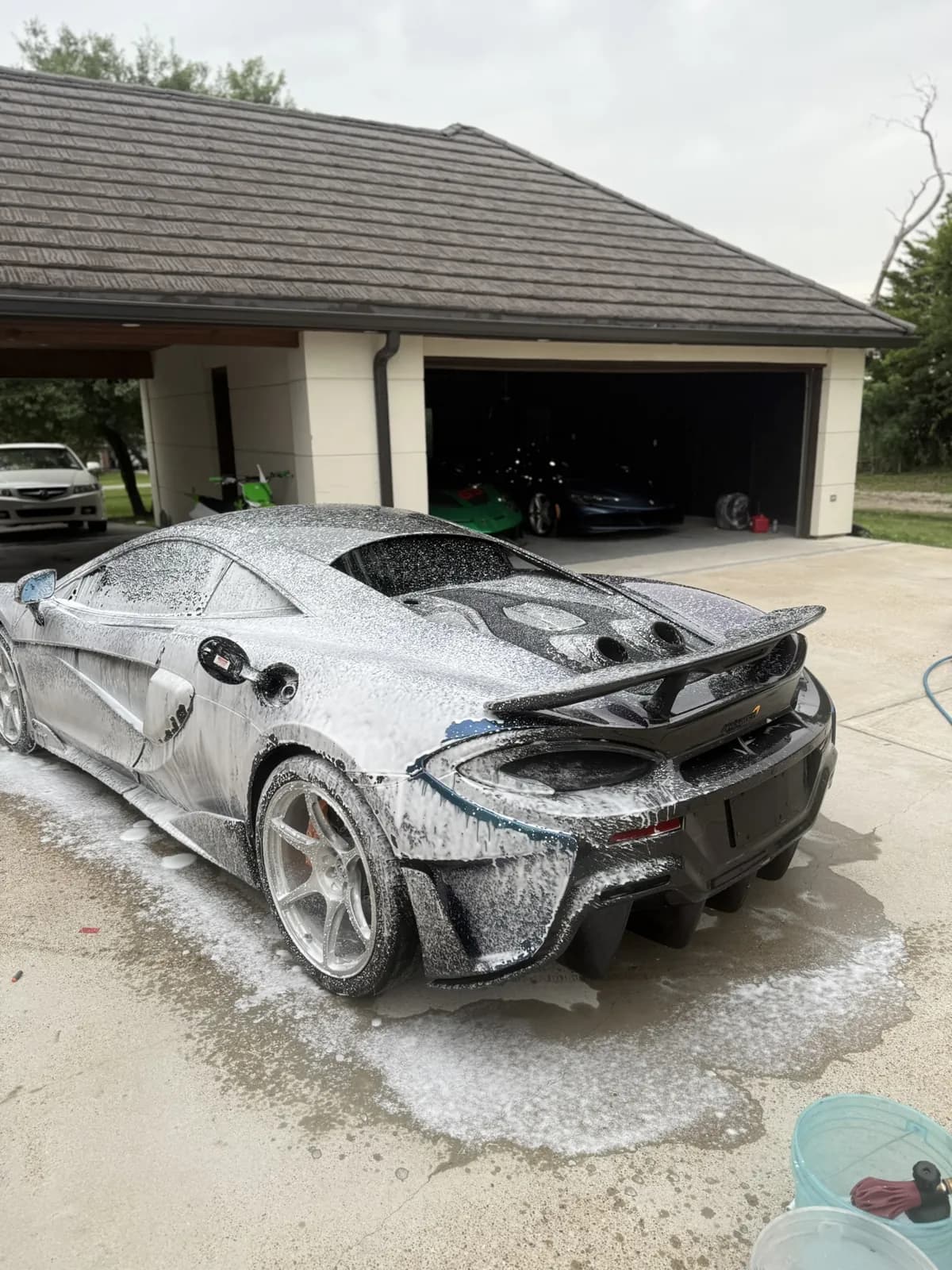 Sports car foam wash photographed by JX Auto Lab