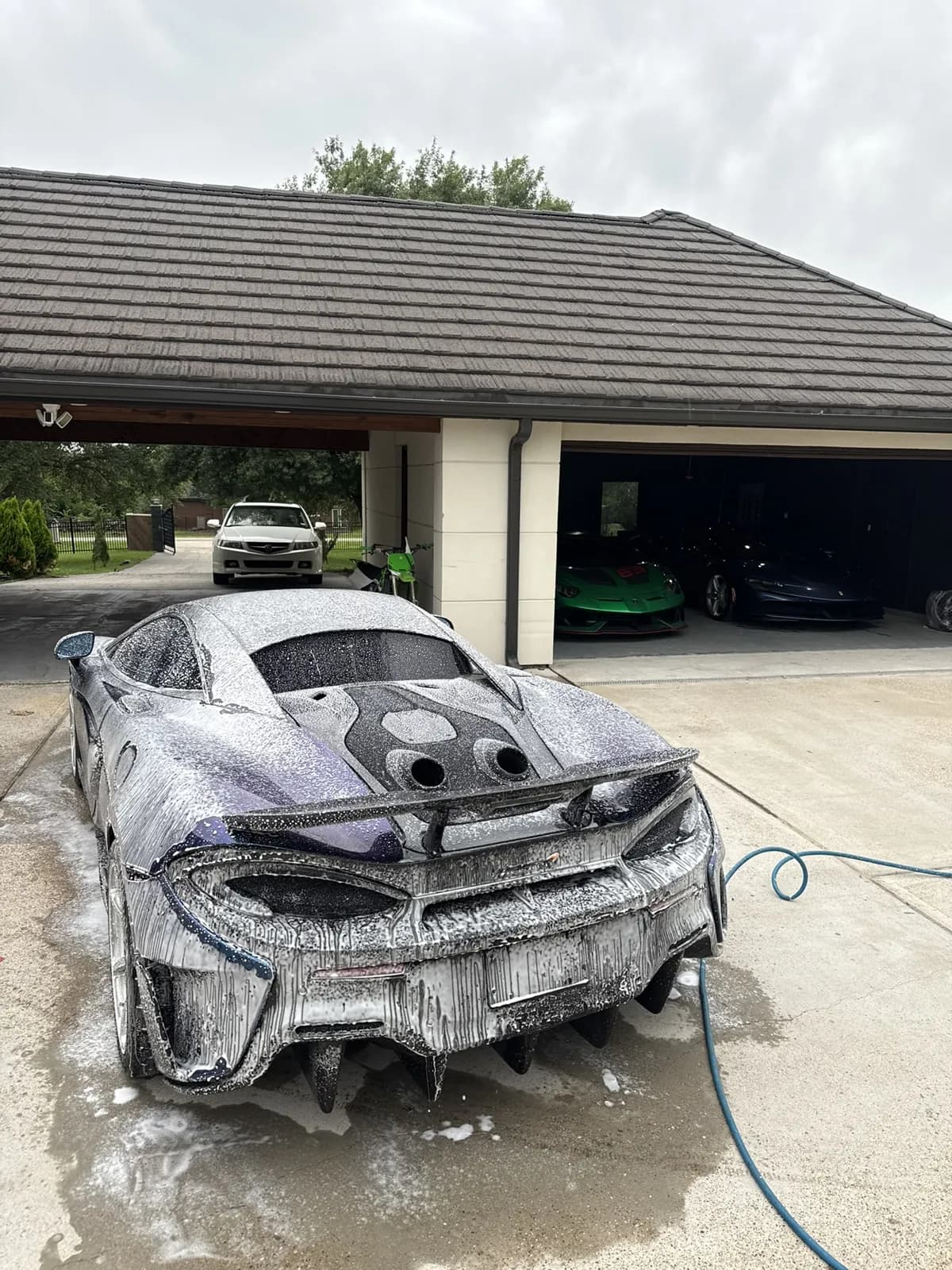 Sports car foam wash photographed by JX Auto Lab