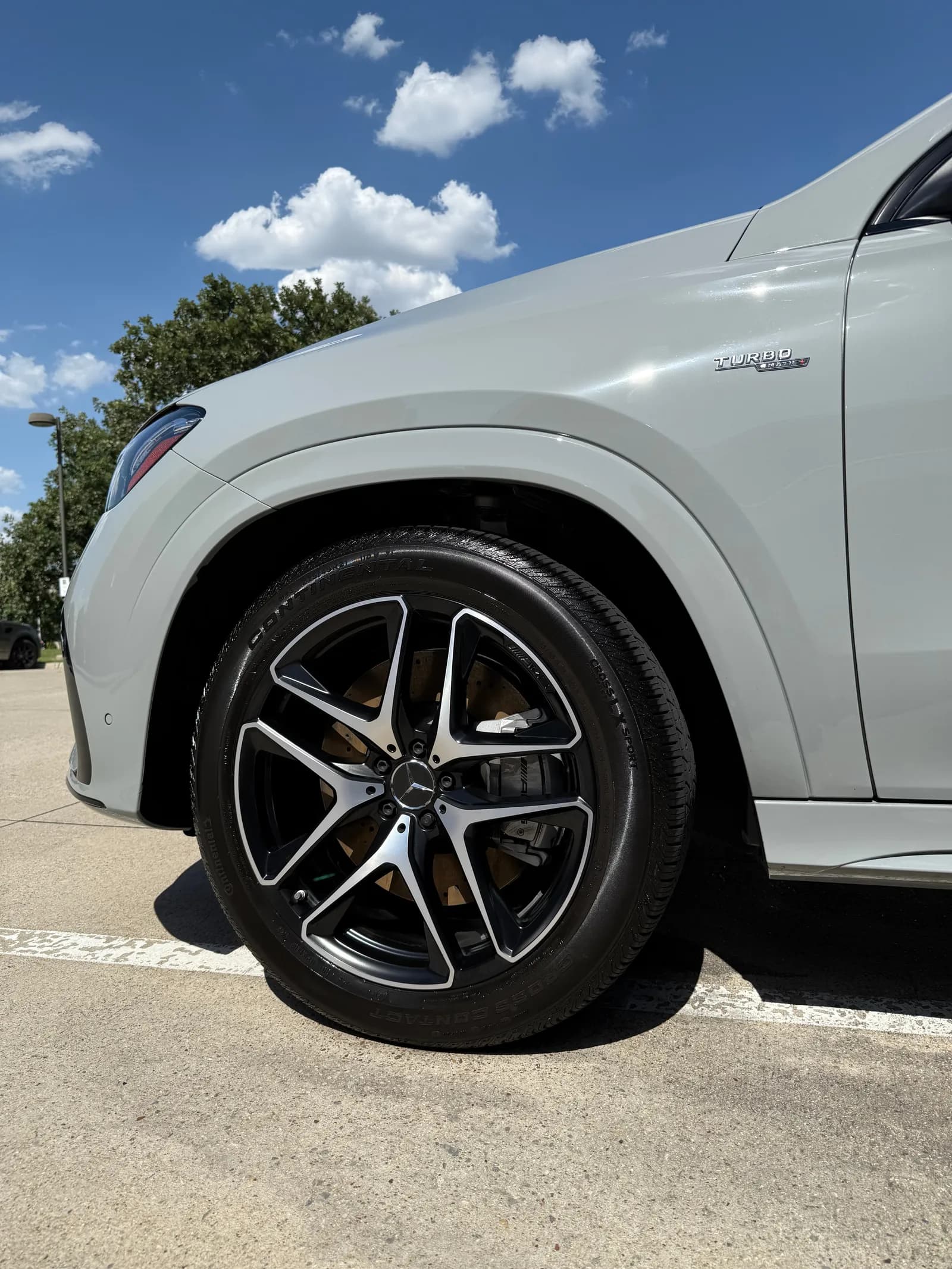 Mercedes wheel and brake caliper detailing close-up